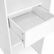 ID MARKET - Dressing extensible MARTY 120/170 x 50 x 180 cm blanc avec étagères + double penderie + rideau gris - vignette