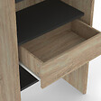 ID MARKET - Dressing extensible MARTY 120/170 x 50 x 180 cm hêtre avec étagères + double penderie + rideau noir - vignette