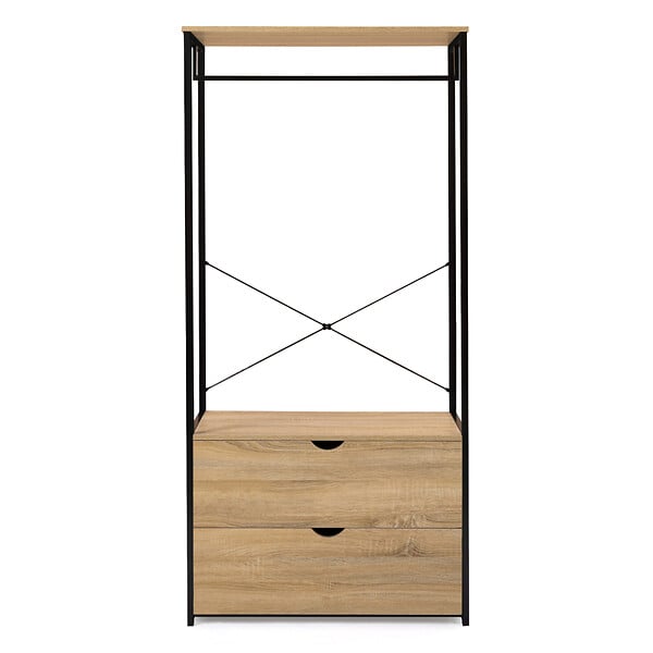 ID MARKET - Dressing penderie 2 tiroirs L. 80 cm DETROIT design industriel - large