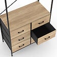 ID MARKET - Dressing penderie L. 80 cm UTAH avec 6 bacs en tissu bois et noir - vignette
