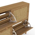 ID MARKET - Meuble à chaussures 20 paires HANAE 4 portes effet naturel cannage - vignette