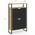 ID MARKET - Meuble à chaussures 12 paires BOSTON 2 portes noires avec étagère supérieure design industriel - vignette