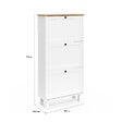 ID MARKET - Meuble à chaussures 18 paires ACHILLE 3 portes blanc et plateau bois - vignette