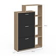 ID MARKET - Meuble à chaussures 18 paires KLARK imitation hêtre 3 portes noires avec étagère - vignette
