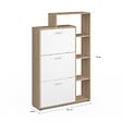 ID MARKET - Meuble à chaussures 18 paires KLARK imitation hêtre 3 portes blanches avec étagère - vignette