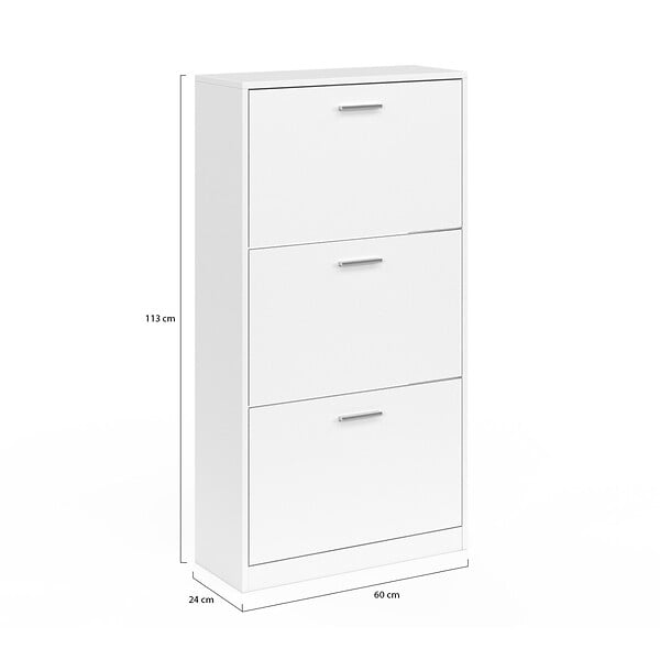 ID MARKET - Meuble à chaussures 18 paires KLARK 3 portes blanc - large