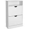 TECTAKE - Meuble à chaussures Calea avec 2 compartiments basculants pour 12 paires de chaussures blanc - vignette