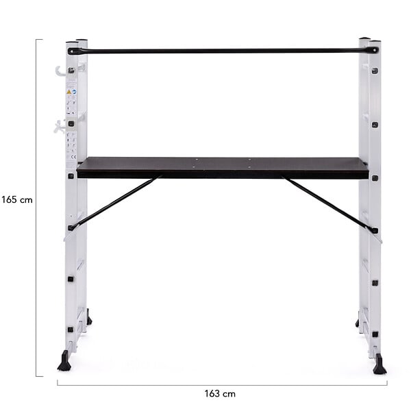 ID MARKET - Échafaudage aluminium échelle multifonction avec plateforme modulable sur roues, hauteur 165 CM - large