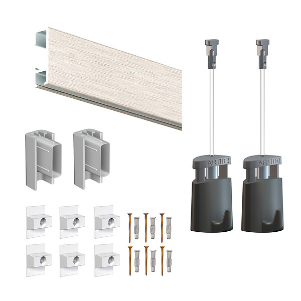 ARTITEQ - Cimaise Box PREMIUM Click Rail 200 cm - Kit tout en un Blanc laqué - large