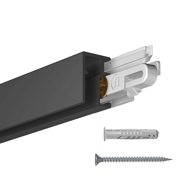 ARTITEQ - Cimaise Mini-Click Rail R10 200 cm + clips de fixation + vis & chevilles multimatériaux - Cimaise Tableau Newly Blanc - large
