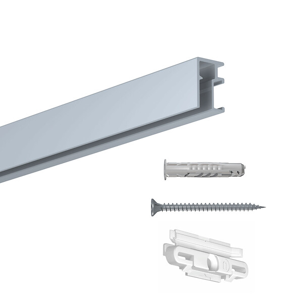ARTITEQ - Cimaise Mini-Click Rail R10 200 cm + clips de fixation + vis & chevilles multimatériaux - Cimaise Tableau Newly Blanc - large