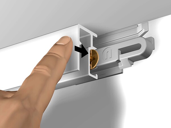 ARTITEQ - Cimaise Mini-Click Rail R10 200 cm + clips de fixation + vis & chevilles multimatériaux - Cimaise Tableau Newly Gris - large