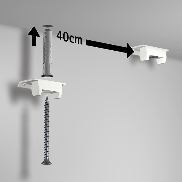 ARTITEQ - Cimaise Plafond Click Up Rail 200cm + clips + vis & chevilles multimatériaux - Cimaise Tableau Artiteq Blanc mat à peindre - large