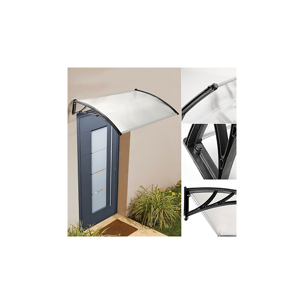 ID MARKET - Auvent de porte marquise d'accueil 80 x 120 CM polycarbonate - large