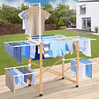 ID MARKET - Séchoir à linge pliable DELUXE capacité 22M avec tringle blanc et effet bois - vignette