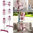 ID MARKET - Séchoir à linge vertical pliable 3 niveaux MAXIMA capacité 20M inox et rose - vignette