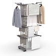 ID MARKET - Séchoir à linge vertical pliable et extensible 4 niveaux MAXI capacité 50M inox et gris - vignette