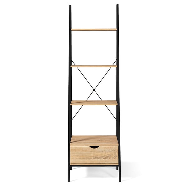 ID MARKET - Etagère échelle 4 niveaux avec tiroir DETROIT design industriel - large