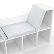 ID MARKET - Bibliothèque banc OSCAR 6 cases avec coussins gris 102 cm blanc - vignette