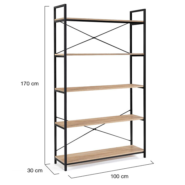 ID MARKET - Etagère XL 5 niveaux DETROIT design industriel 170 cm - large