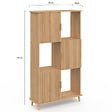 ID MARKET - Etagère bibliothèque 6 cases JULIETTE lattes tasseau bois coloris chêne avec placard - vignette
