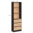 ID MARKET - Etagère bibliothèque CARLA 3 niveaux 3 tiroirs noir et effet bois 190 cm - vignette