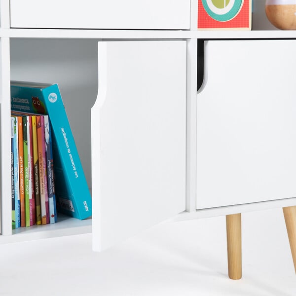 ID MARKET - Meuble de rangement cube enfant EMMIE avec 6 cases en bois blanc - large
