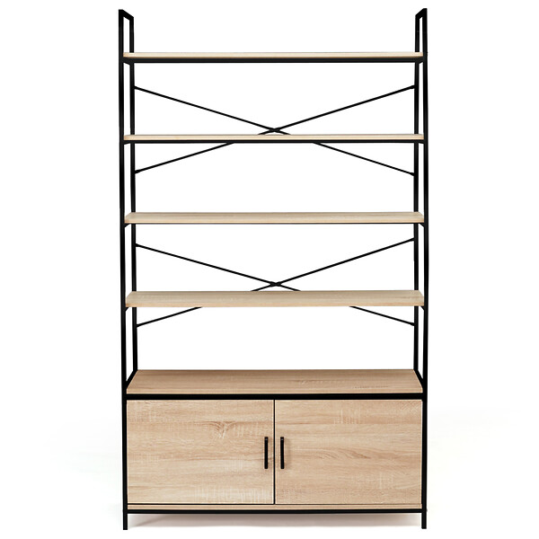ID MARKET - Etagère XL 5 niveaux avec placard DETROIT design industriel 170 CM - large