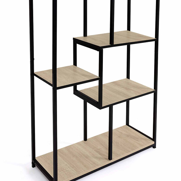 ID MARKET - Etagère bibliothèque asymétrique 8 niveaux DETROIT design industriel 161 cm - large