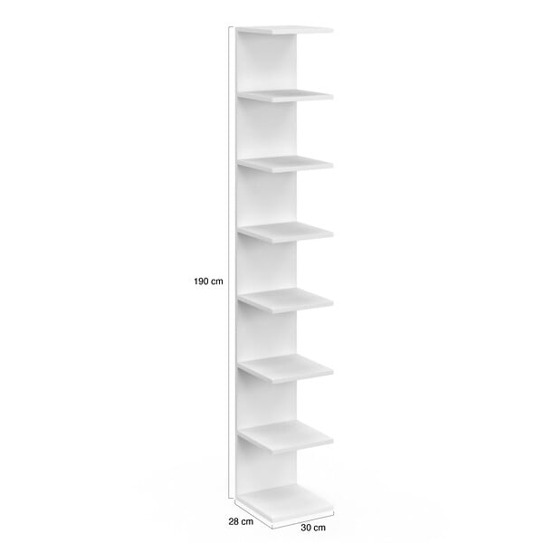 ID MARKET - Etagère murale suspendue double position CHIARA 8 étagères blanc 190 cm - large