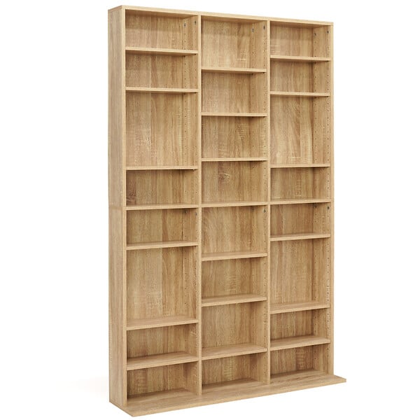 ID MARKET - Bibliothèque étagère CD CEYLIA 30 cases avec étagères modulables effet bois - large