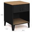 ID MARKET - Lot de 2 tables de chevet ESTER 1 tiroir métal noir avec niche et plateau façon hêtre design industriel - vignette