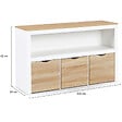 ID MARKET - Meuble de rangement enfant MANA en bois blanc et hêtre 3 tiroirs cubes sur roulettes - vignette