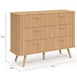 ID MARKET - Commode 6 tiroirs ROMIE 110 cm lattes tasseau bois coloris chêne - vignette