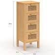 ID MARKET - Meuble d'appoint 4 tiroirs EDHEN 30x30x80 cm chiffonnier pour entrée salle de bain avec cannage - vignette