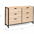ID MARKET - Commode 6 tiroirs DETROIT XXL 140 cm design industriel - vignette