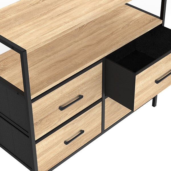 ID MARKET - Commode 4 tiroirs en tissu UTAH 80 cm meuble de rangement design industriel - large
