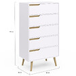 ID MARKET - Chiffonnier 5 tiroirs HELSINKI 60 cm scandinave blanc commode semainier - vignette