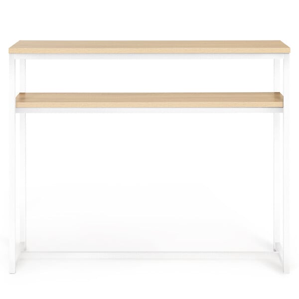 ID MARKET - Console double DETROIT design industriel bois et métal blanc - large