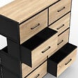 ID MARKET - Commode 8 tiroirs en tissu UTAH 80 cm meuble de rangement design industriel - vignette