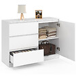 ID MARKET - Commode 3 tiroirs + 1 porte TOMI 110 cm bois blanc - vignette