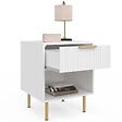 ID MARKET - Lot de 2 tables de chevet MARCEL 1 tiroir avec niche effet lattes blanc et doré - vignette