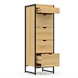 ID MARKET - Chiffonnier 5 tiroirs DETROIT 40x40x125 cm avec miroir meuble d'entrée design industriel - vignette