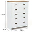 ID MARKET - Commode 6 tiroirs ISIS 80 cm blanc et plateau bois - vignette
