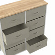 ID MARKET - Commode 8 tiroirs en tissu ALTA 80 cm gris clair et plateau effet bois design industriel - vignette
