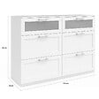 ID MARKET - Commode 6 tiroirs VITO 110 cm bois blanc et effet givré - vignette