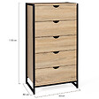 ID MARKET - Chiffonnier 5 tiroirs DETROIT 60 cm commode semainier design industriel - vignette
