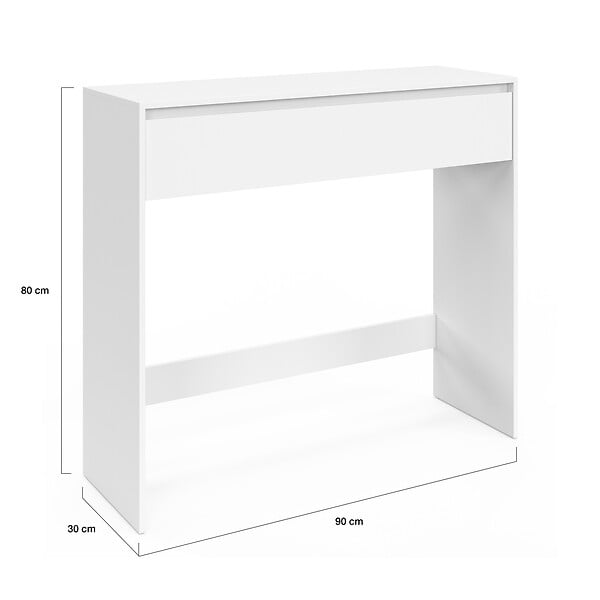 ID MARKET - Console 1 tiroir TOMI bois blanc - large