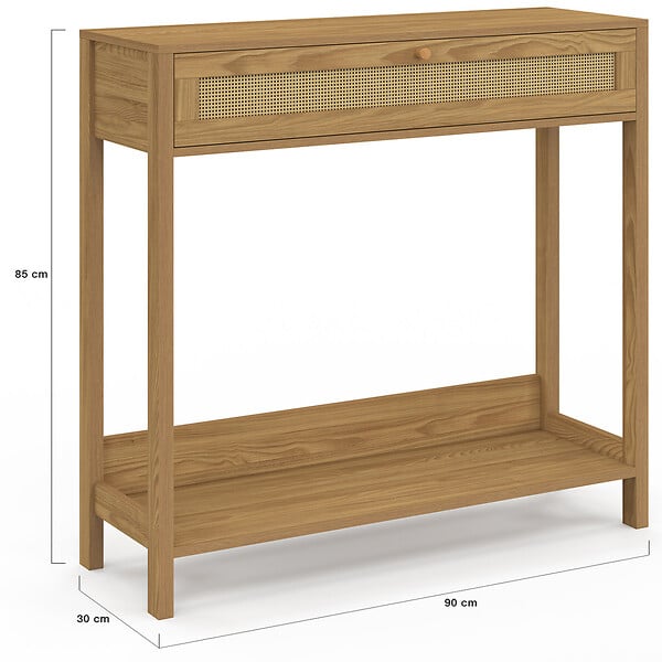 ID MARKET - Console 1 tiroir HANAE effet naturel cannage - large