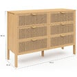 ID MARKET - Commode 6 tiroirs EDHEN 115 cm bois et cannage - vignette